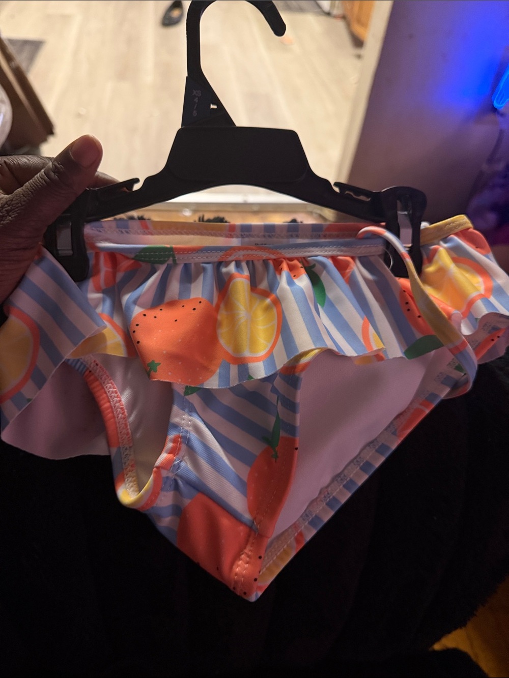 wonder nation Girls' Orange & Yellow Fruit Ruffle Bikini Bottoms